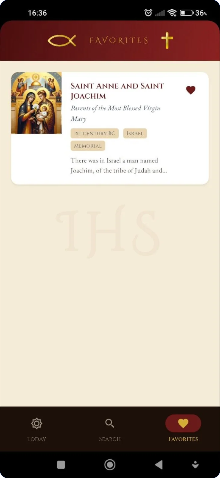 Liste des saints favoris