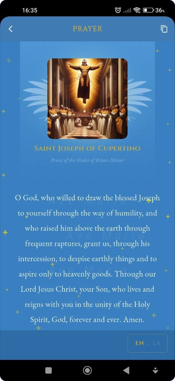 Prière d'intercession à un saint